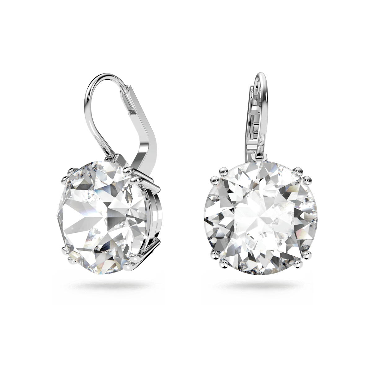 Millenia drop earrings, Round cut, White, Rhodium plated