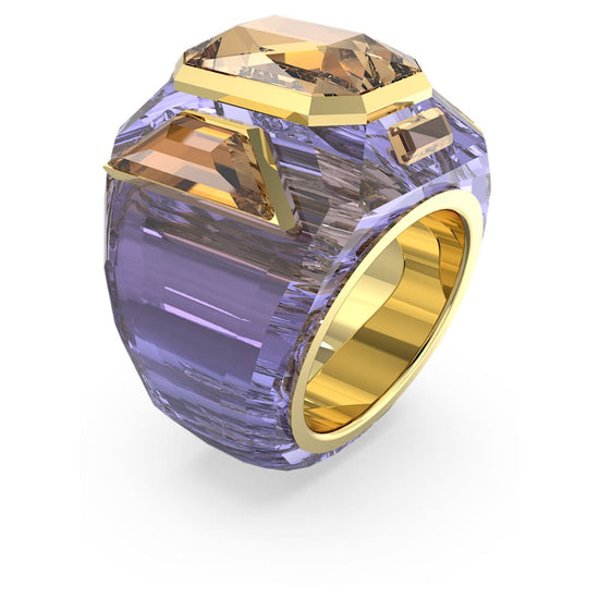 Chroma cocktail ring, Purple, Gold-tone plated Size 55