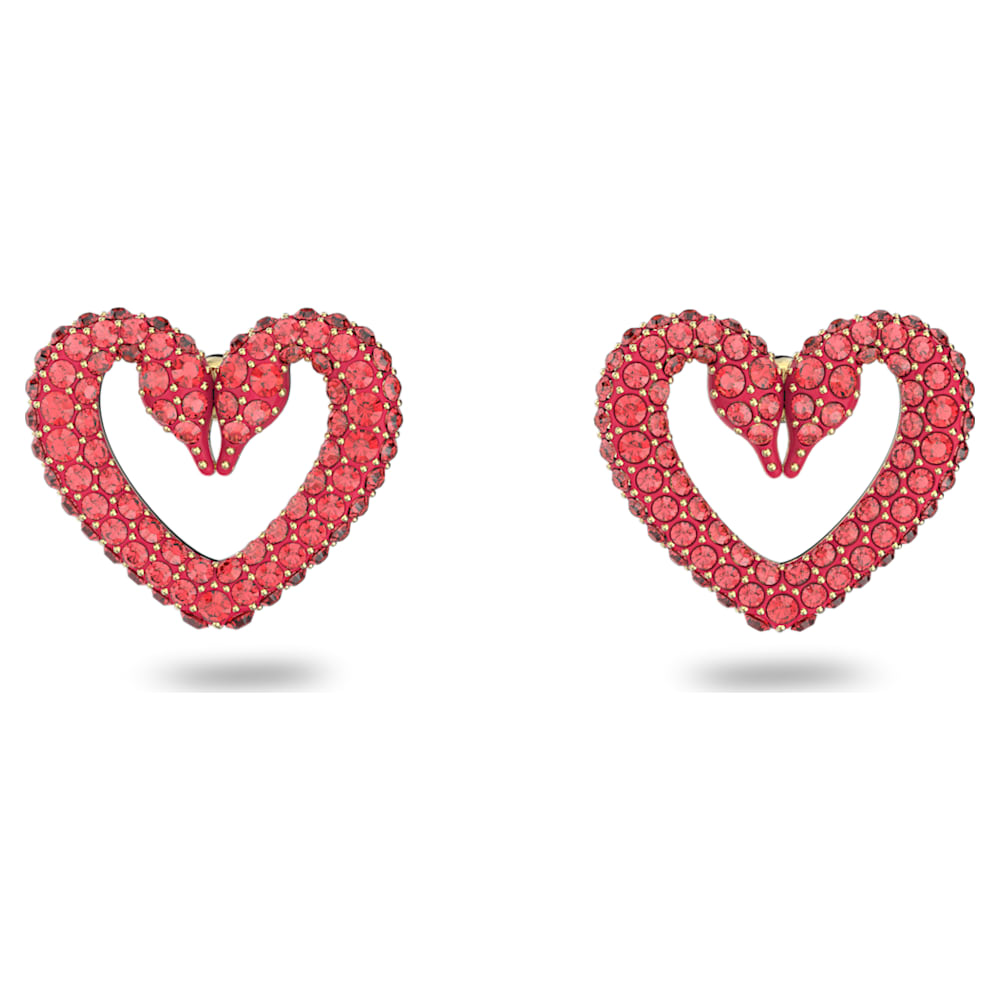 Load image into Gallery viewer, Una stud earrings, Heart, Small, Red, Gold-tone plated
