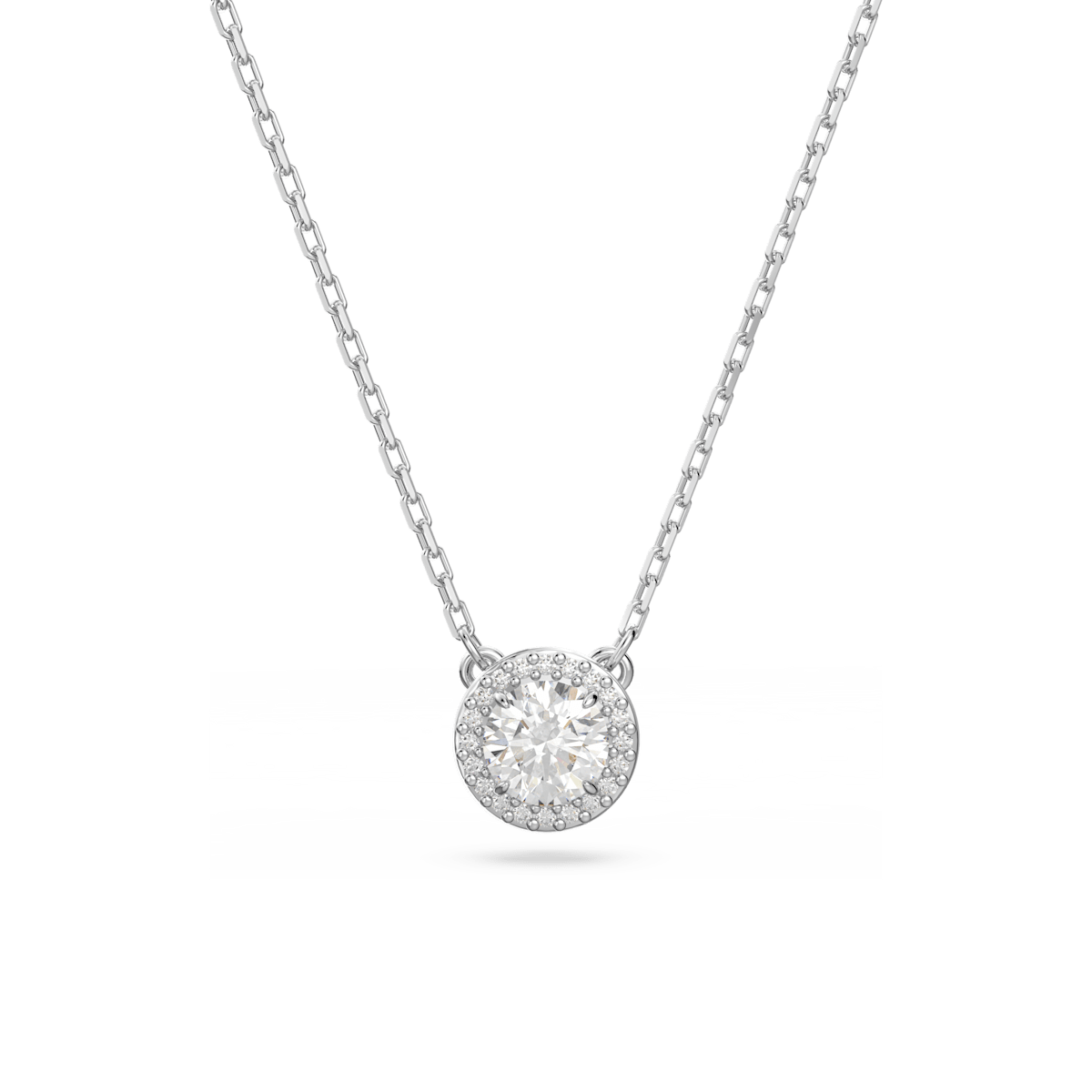 Constella pendant, Round cut, Pavé, White, Rhodium plated