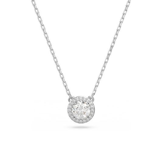 Constella pendant, Round cut, Pavé, White, Rhodium plated