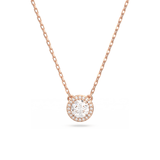 Constella pendant, Round cut, Pavé, White, Rose gold-tone plated