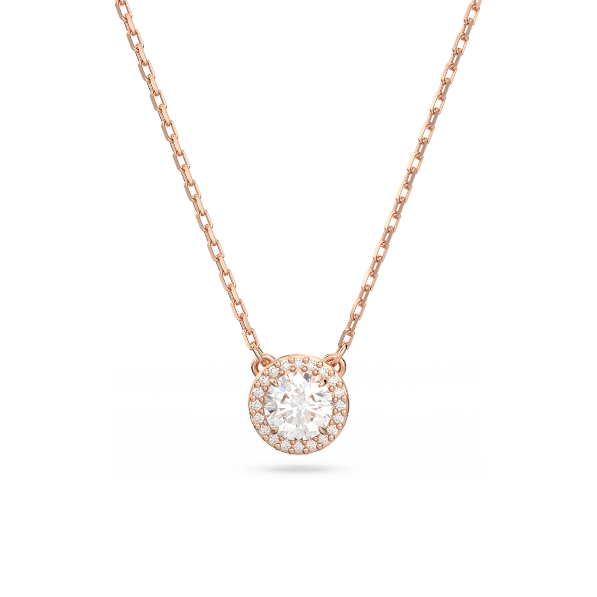 Constella pendant, Round cut, Pavé, White, Rose gold-tone plated