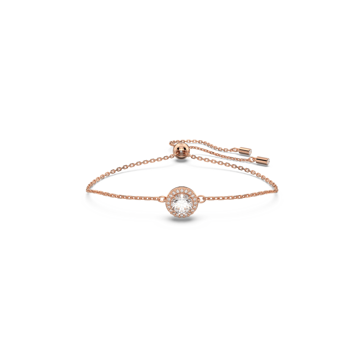 Constella bracelet, Round cut, White, Rose gold-tone plated