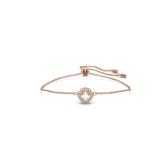 Constella bracelet, Round cut, White, Rose gold-tone plated