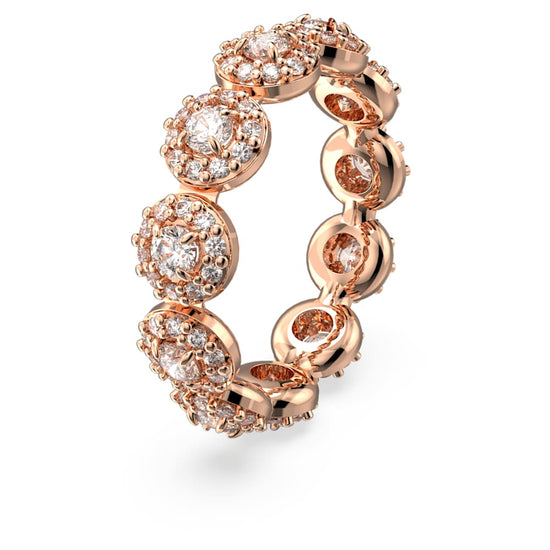 Constella ring, Round cut, Pavé, White, Rose gold-tone plated Size 55