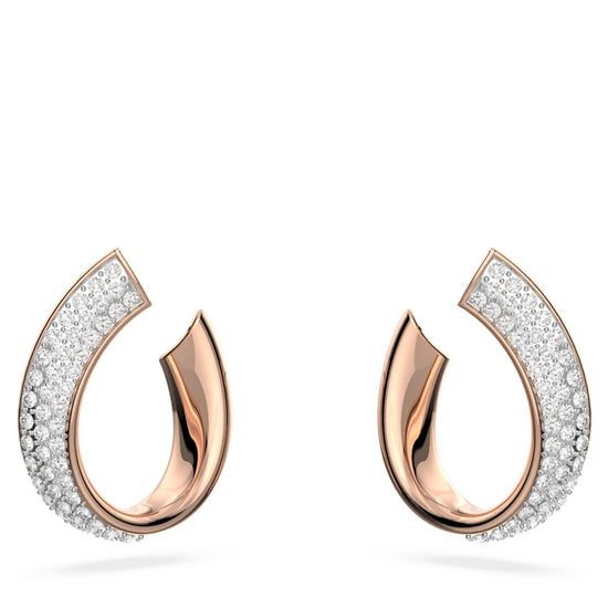 Load image into Gallery viewer, Exist hoop earrings, Small, White, Rose gold-tone plated
