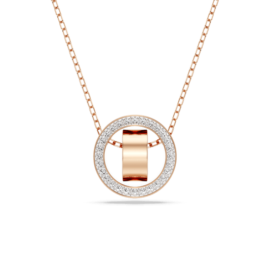 Hollow pendant, White, Rose gold-tone plated