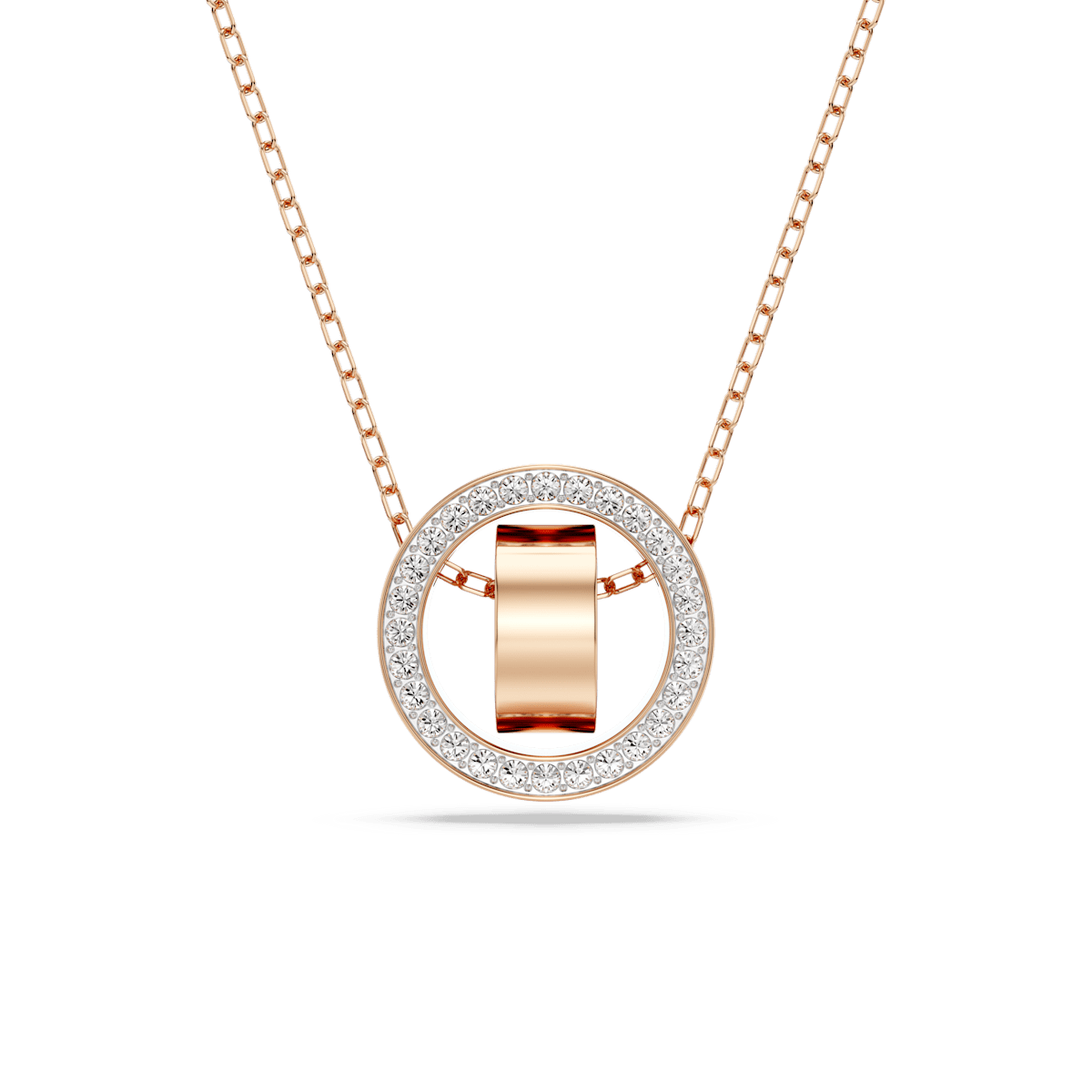 Hollow pendant, White, Rose gold-tone plated