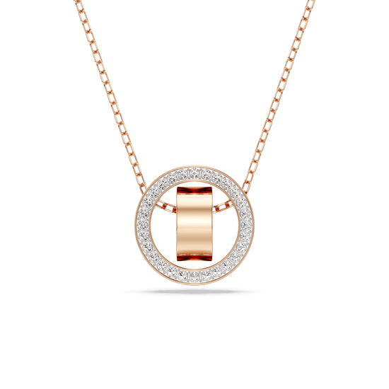 Hollow pendant, White, Rose gold-tone plated