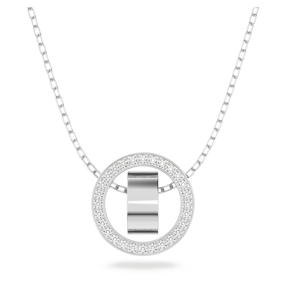 Hollow pendant, White, Rhodium plated