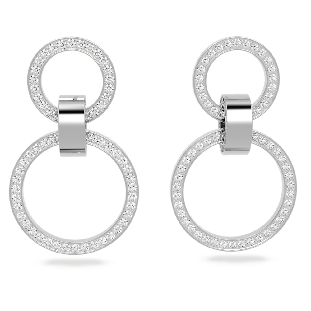 Load image into Gallery viewer, Hollow hoop earrings, White, Rhodium plated
