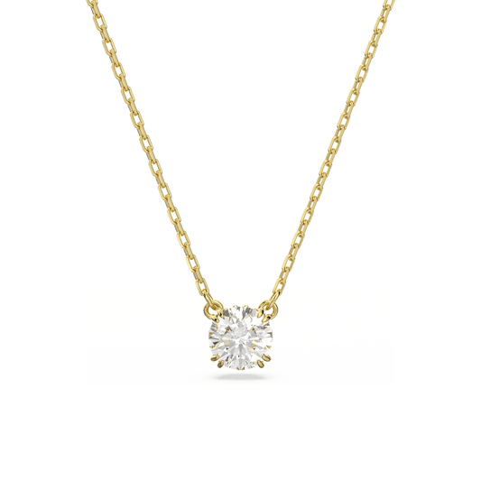 Constella pendant, Round cut, White, Gold-tone plated