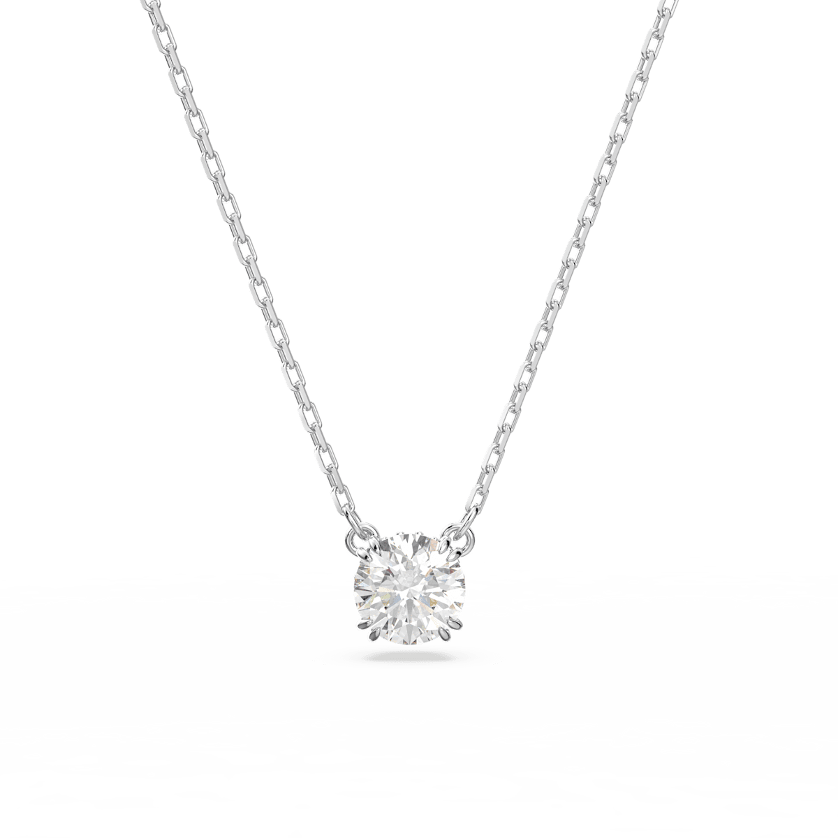 Constella pendant, Round cut, White, Rhodium plated