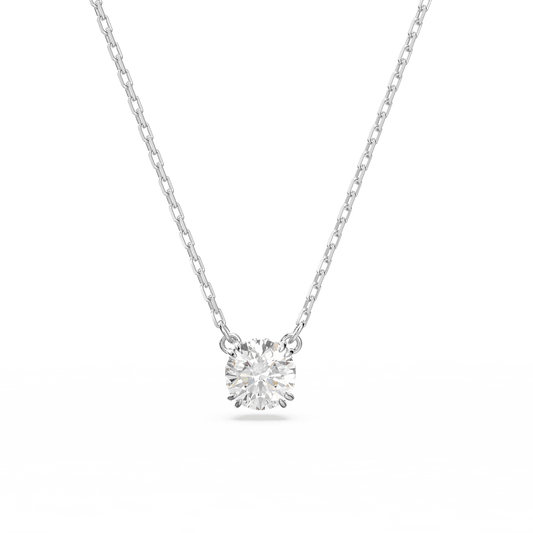 Constella pendant, Round cut, White, Rhodium plated