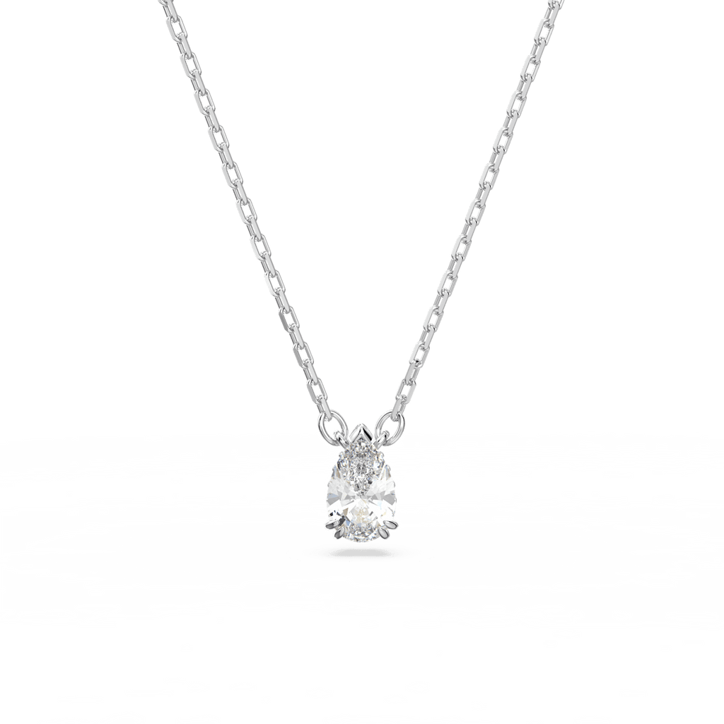 Millenia pendant, Pear cut, White, Rhodium plated – Wolf Fine Jewelers