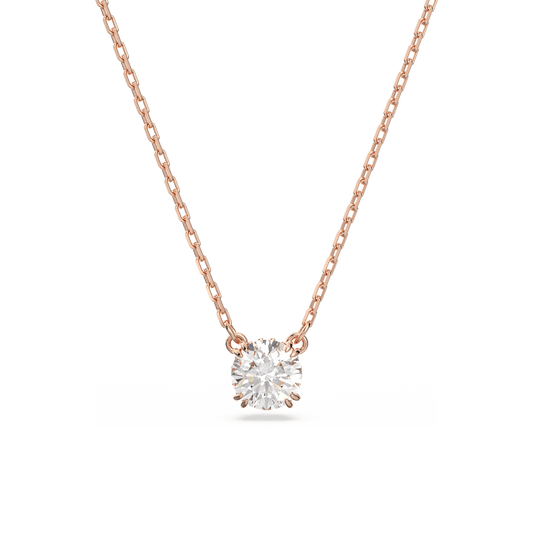 Constella pendant, Round cut, White, Rose gold-tone plated