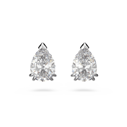 Millenia stud earrings, Pear cut, White, Rhodium plated