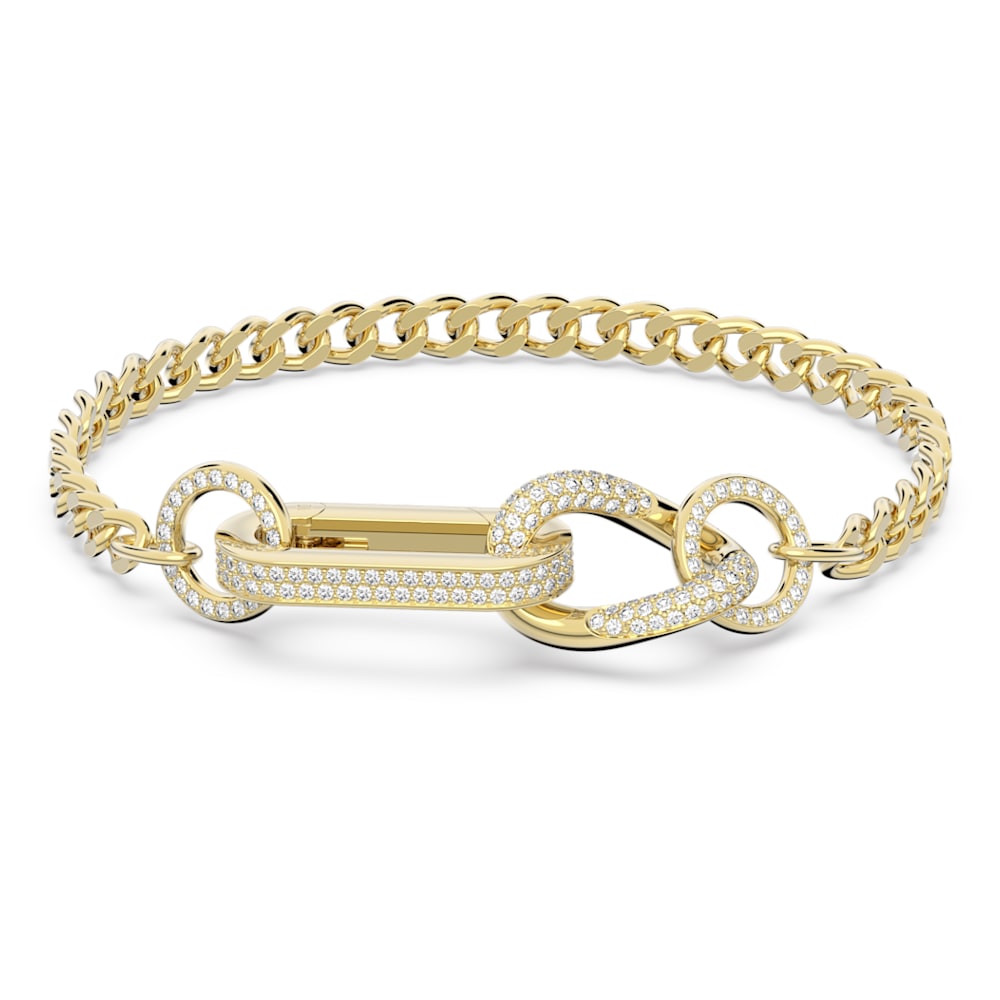 Load image into Gallery viewer, Dextera bracelet, Pavé, Mixed links, White, Gold-tone plated

