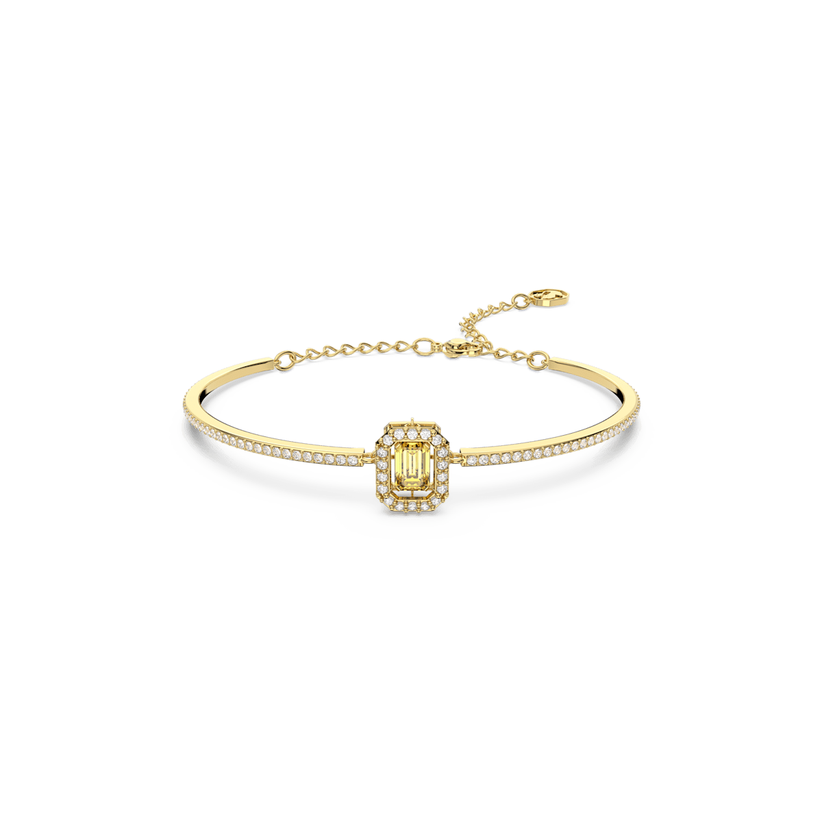 Millenia bangle, Octagon cut, Pavé, Yellow, Gold-tone plated