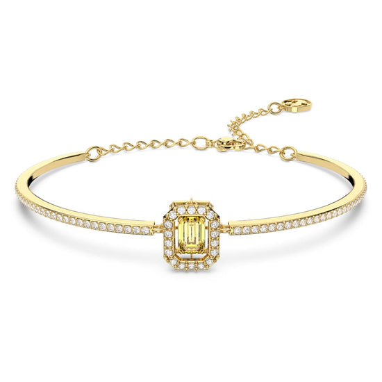 Millenia bangle, Octagon cut, Pavé, Yellow, Gold-tone plated