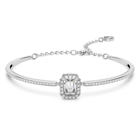 Millenia bangle, Octagon cut, Pavé, White, Rhodium plated