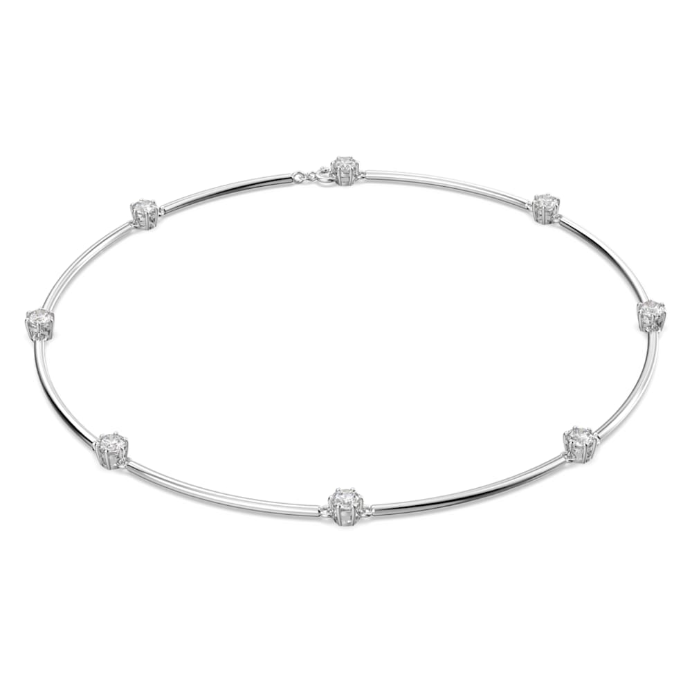 Constella necklace, Round cut, White, Rhodium plated