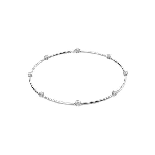 Constella necklace, Round cut, White, Rhodium plated