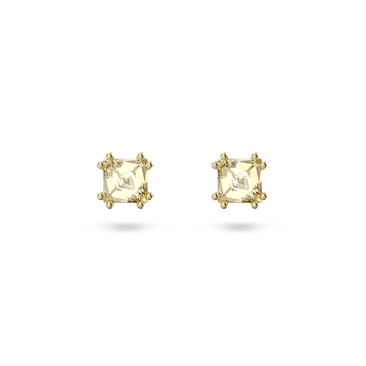 Stilla stud earrings, Square cut, Yellow, Gold-tone plated