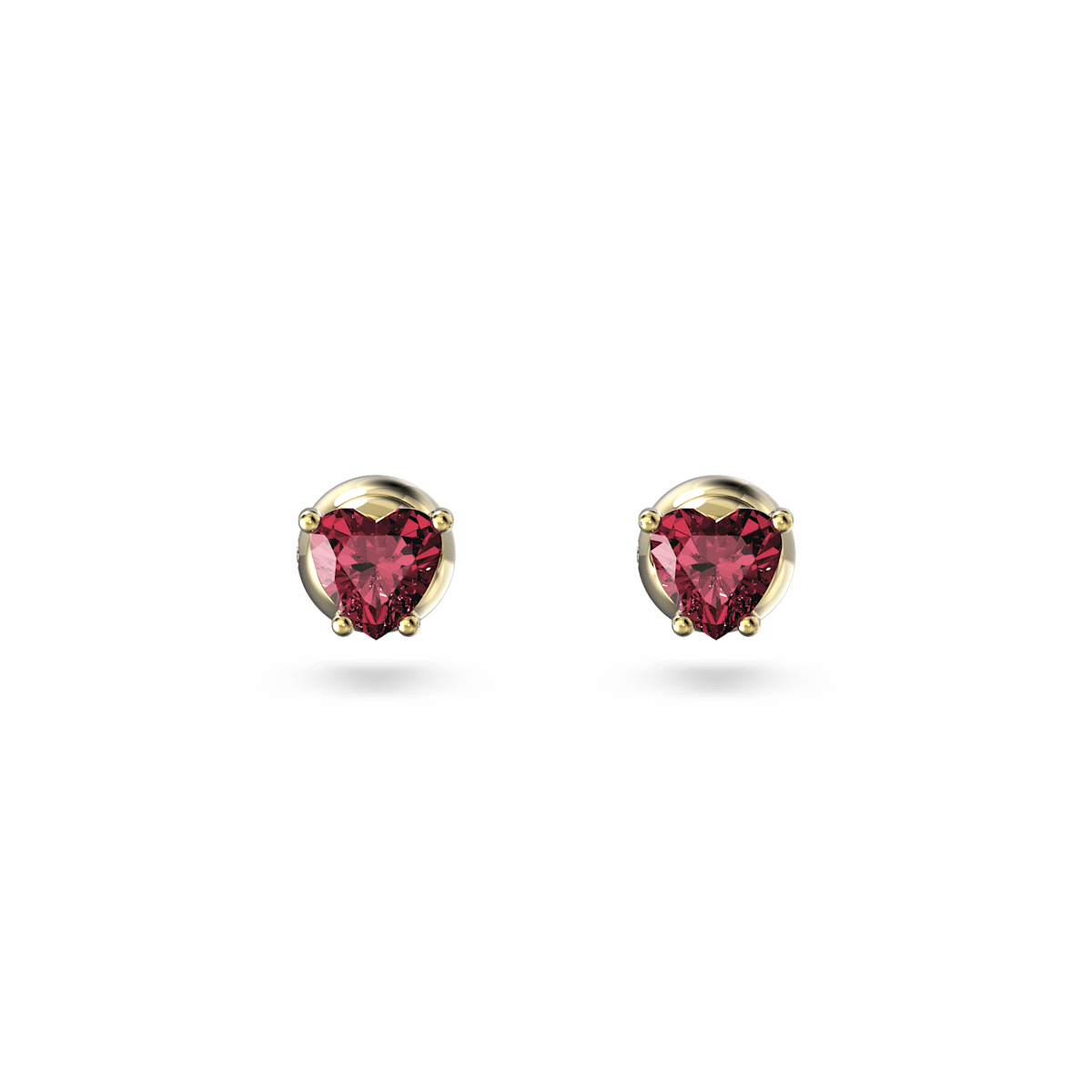 Stilla stud earrings, Heart, Red, Gold-tone plated