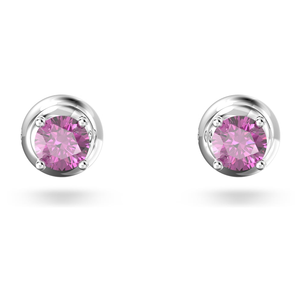 Load image into Gallery viewer, Stilla stud earrings, Round cut, Purple, Rhodium plated

