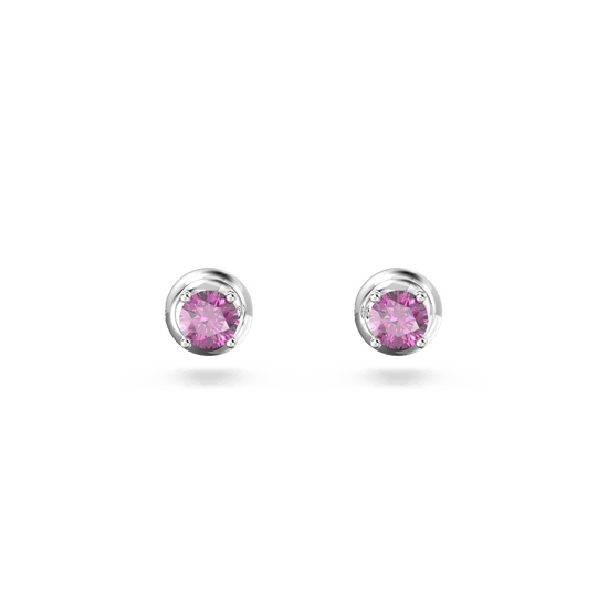 Stilla stud earrings, Round cut, Purple, Rhodium plated