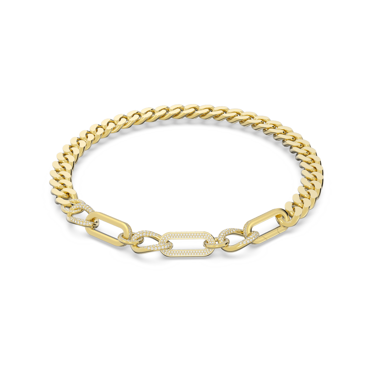 Dextera necklace, Statement, Mixed links, White, Gold-tone plated