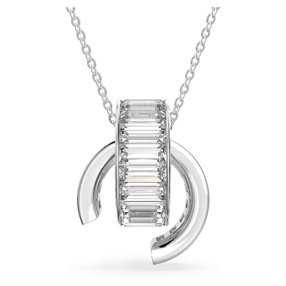 Load image into Gallery viewer, Matrix pendant, Baguette cut, White, Rhodium plated
