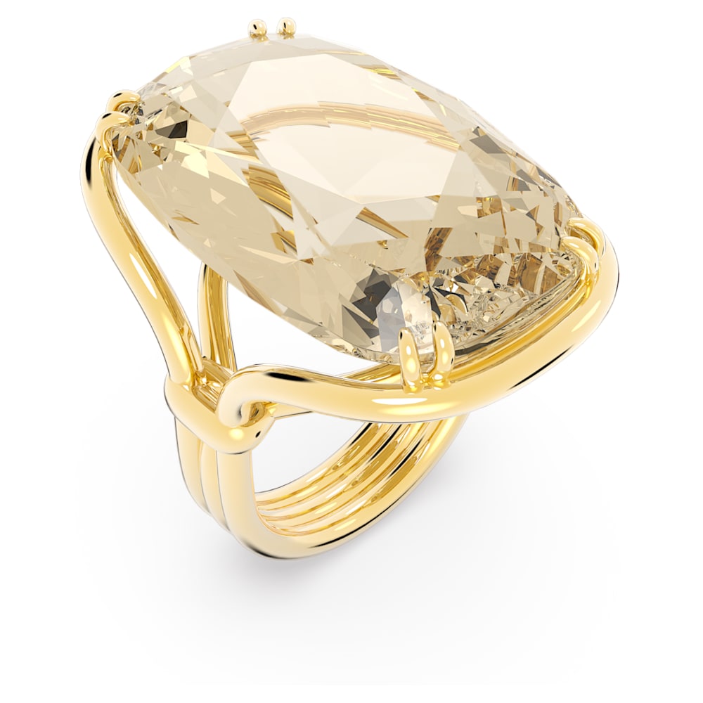 Harmonia cocktail ring, Oversized crystal, Gold tone, Gold-tone plated Size 55