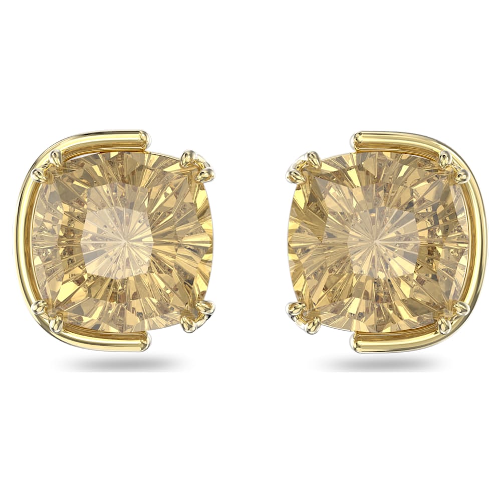 Load image into Gallery viewer, Harmonia stud earrings, Cushion cut, Gold tone, Gold-tone plated
