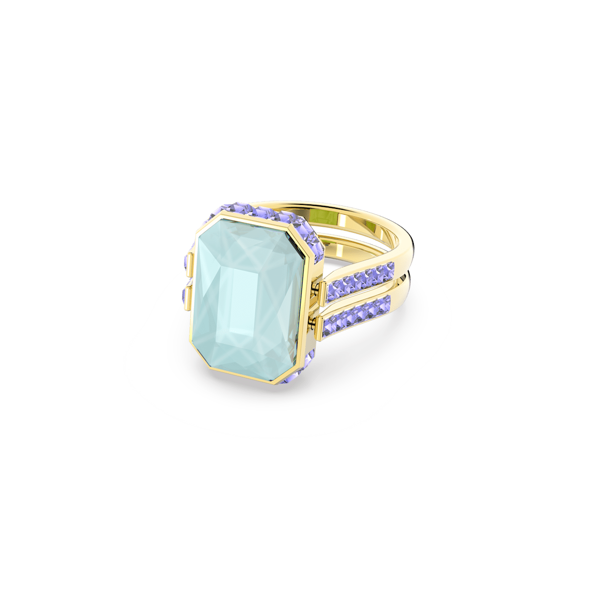 Orbita ring, Octagon cut, Multicolored, Gold-tone plated