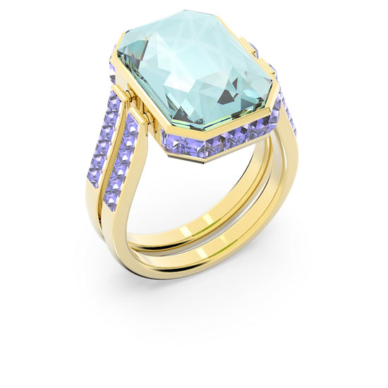 Load image into Gallery viewer, Orbita ring, Octagon cut, Multicolored, Gold-tone plated Size 52
