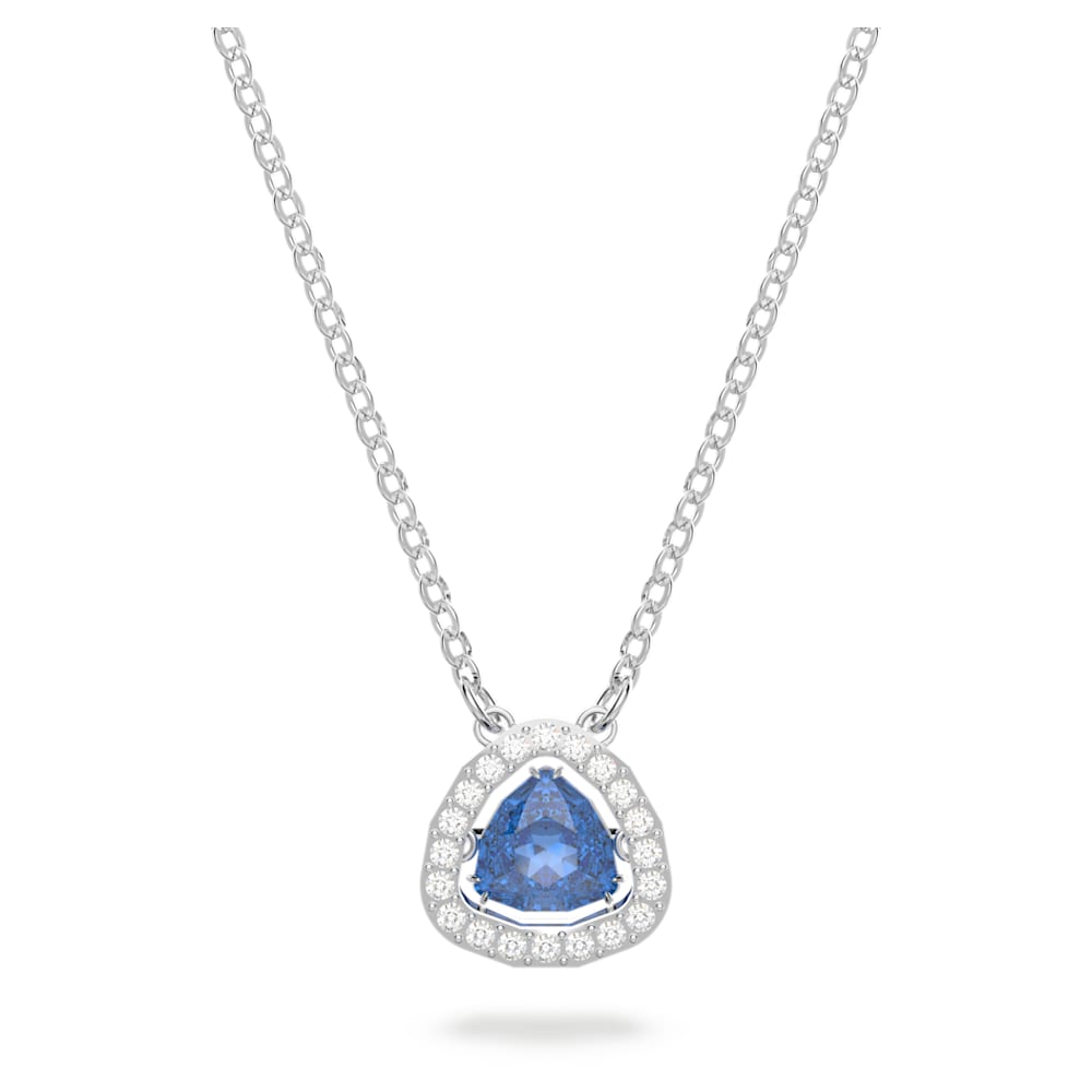 Millenia necklace, Trilliant cut, Blue, Rhodium plated