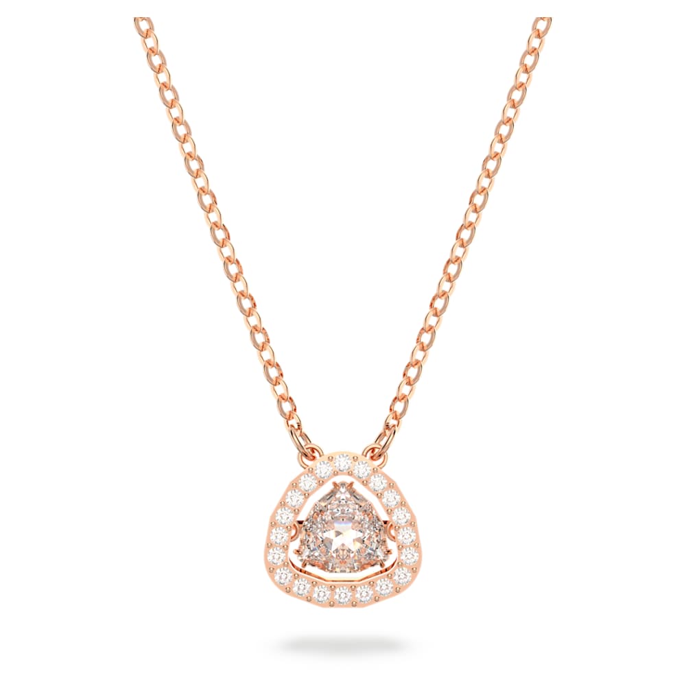 Millenia necklace, Trilliant cut, White, Rose gold-tone plated