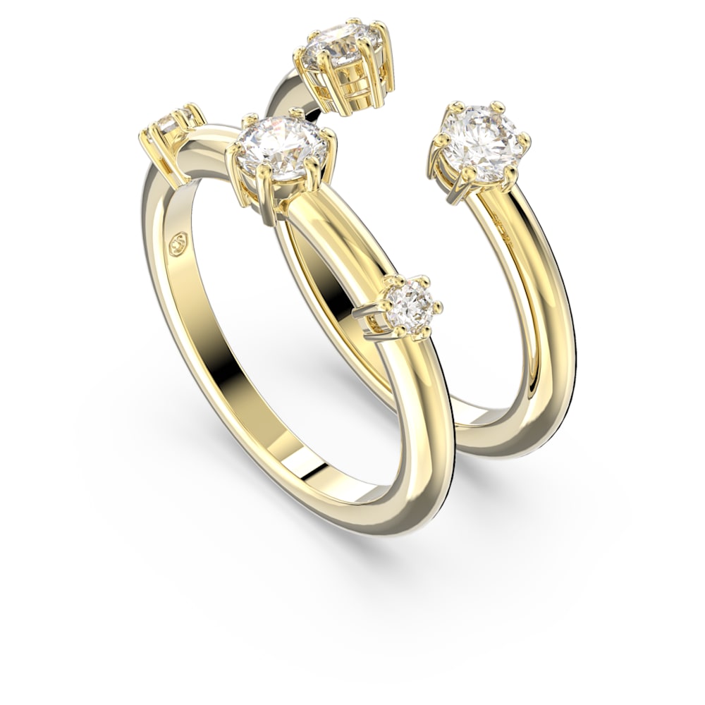 Constella ring, Set (2), Round cut, White, Gold-tone plated Size 55