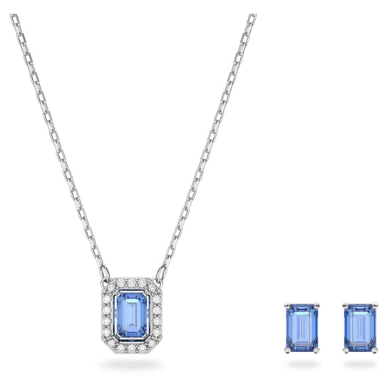 Load image into Gallery viewer, Millenia set, Octagon cut, Blue, Rhodium plated
