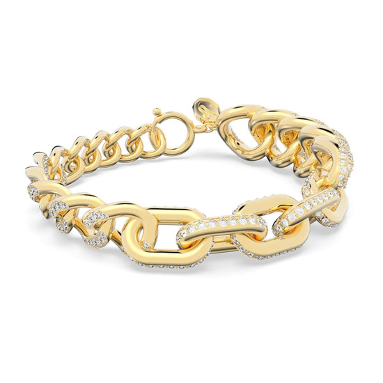 Load image into Gallery viewer, Dextera bracelet, Pavé, White, Gold-tone plated
