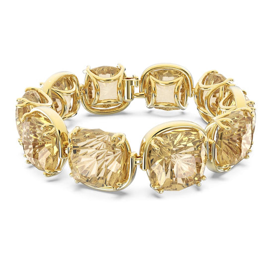 Harmonia bracelet, Cushion cut, Gold tone, Gold-tone plated