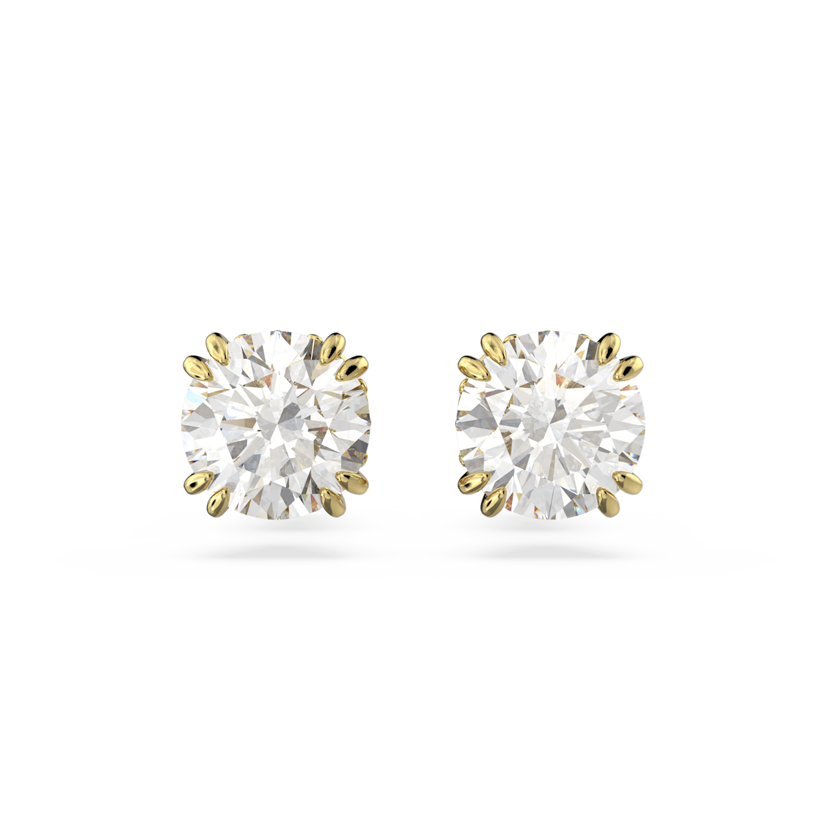 Constella stud earrings, Round cut, White, Gold-tone plated