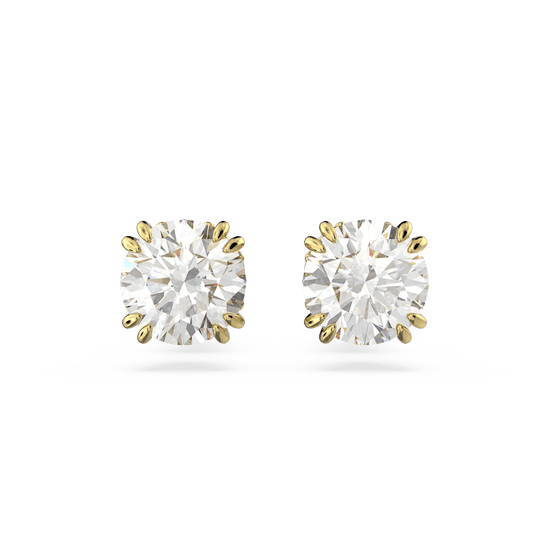 Constella stud earrings, Round cut, White, Gold-tone plated