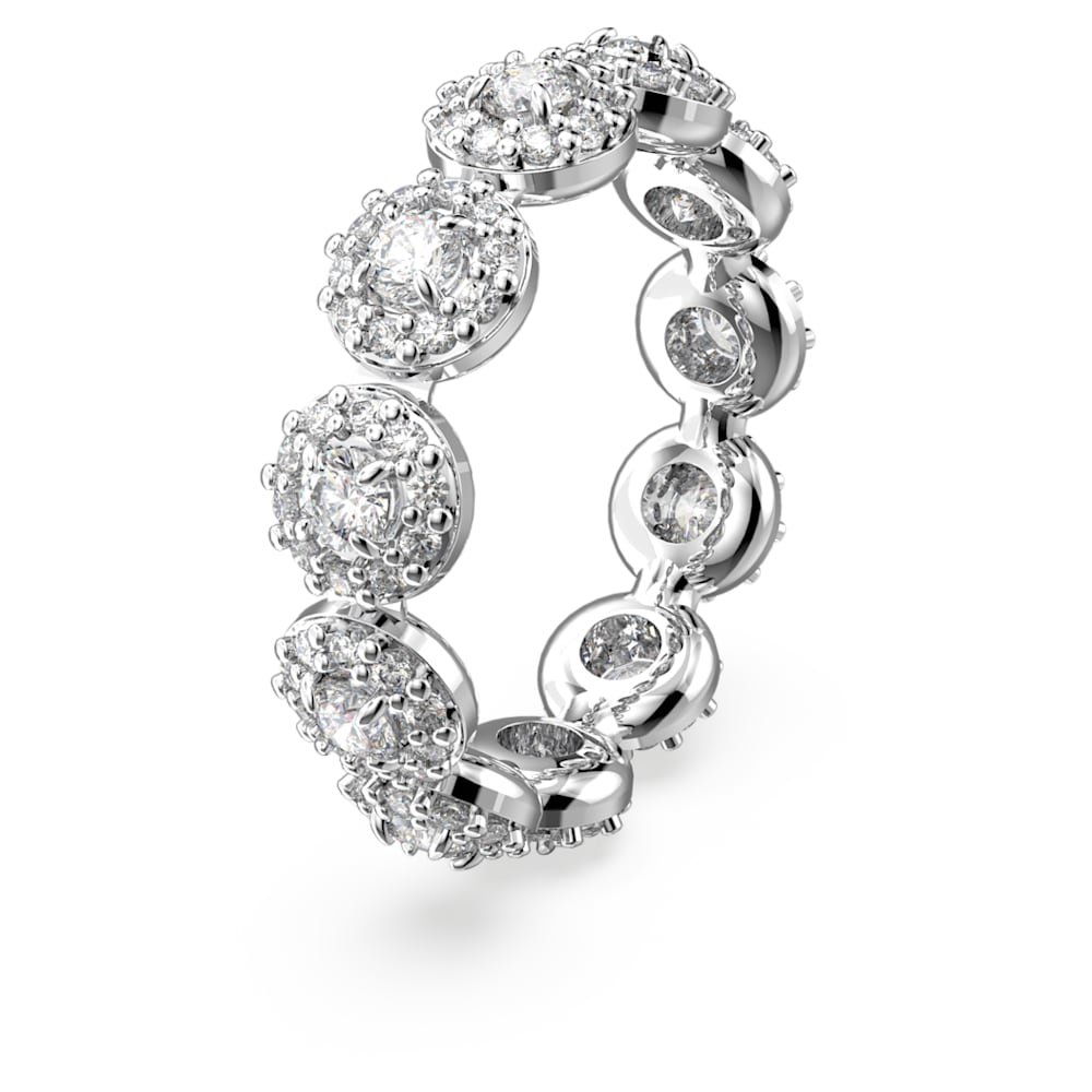 Constella ring, Round cut, Pavé, White, Rhodium plated Size 50