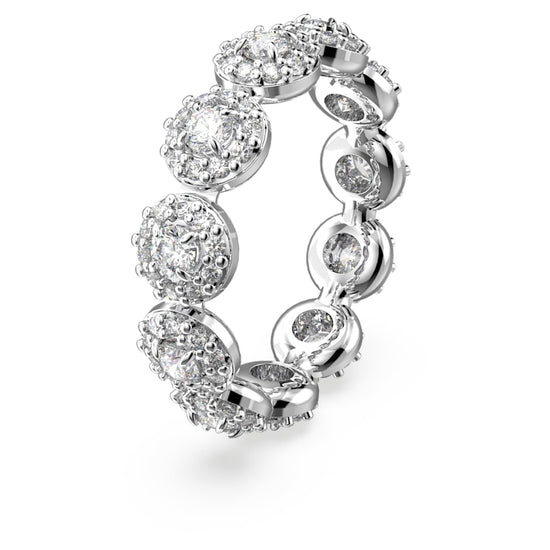Constella ring, Round cut, Pavé, White, Rhodium plated Size 50