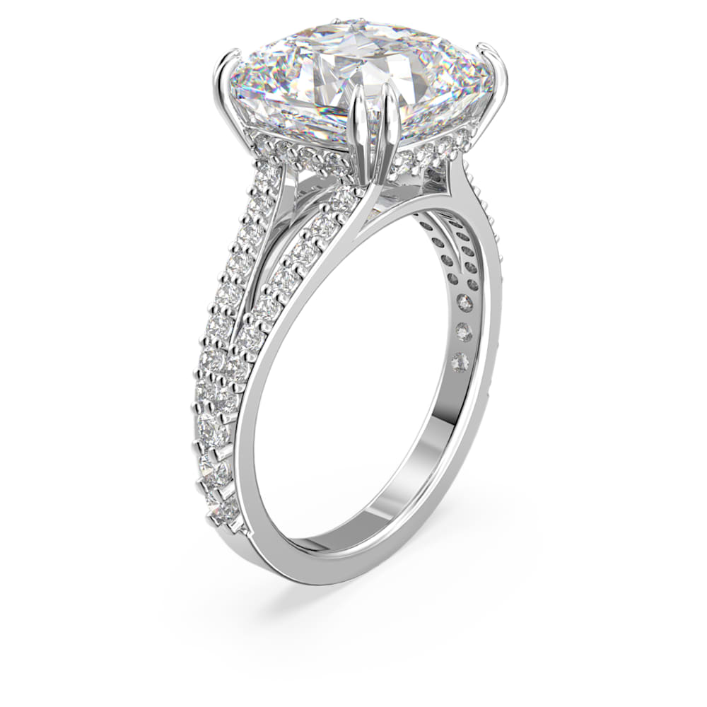 Load image into Gallery viewer, Constella cocktail ring, Square cut, Pavé, White, Rhodium plated Size 60
