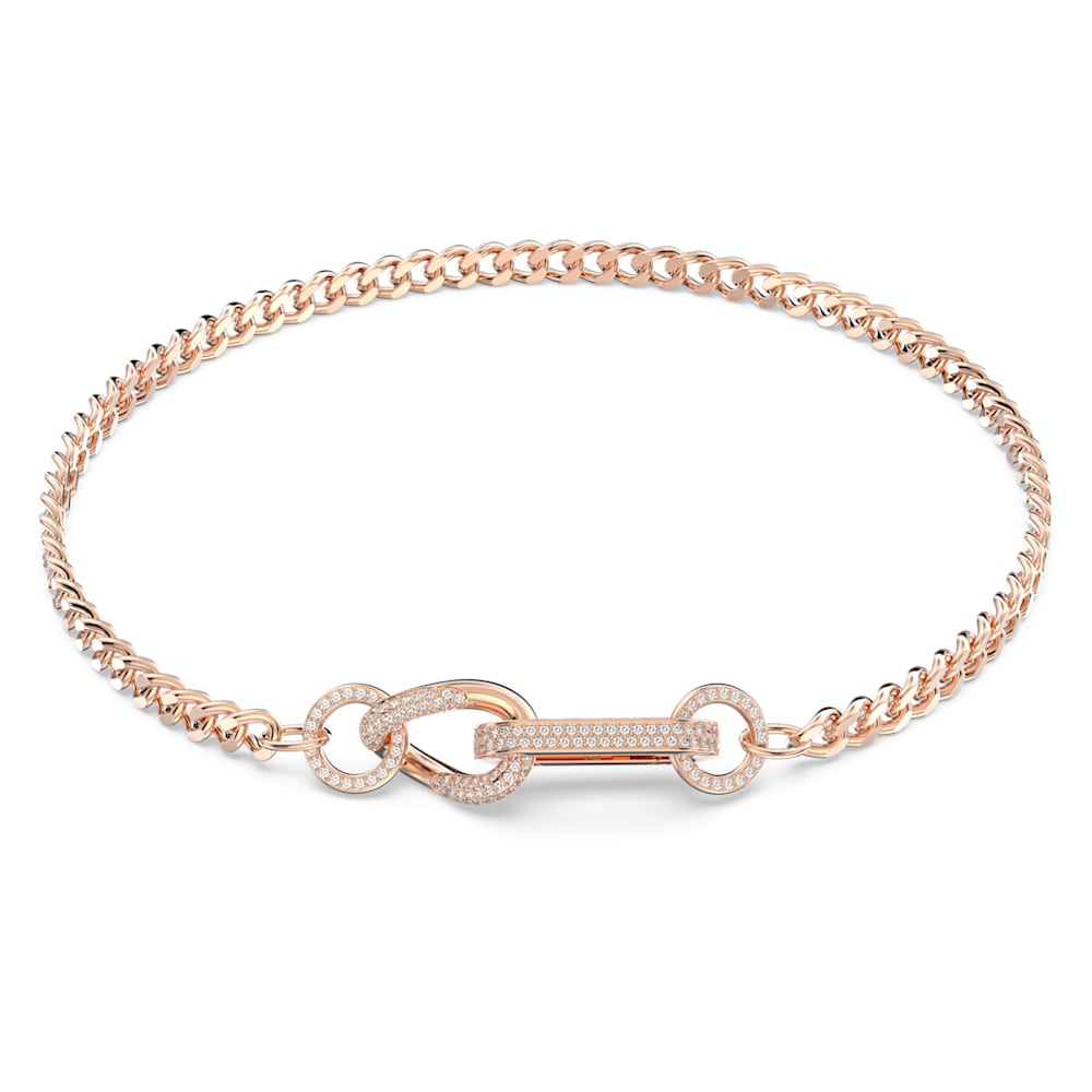 Load image into Gallery viewer, Dextera necklace, Pavé, Mixed links, White, Rose gold-tone plated

